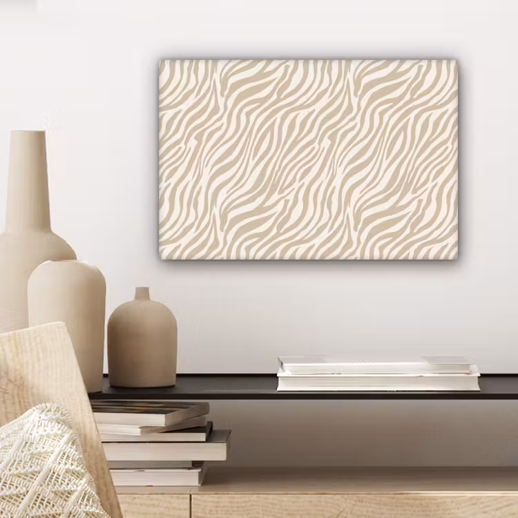 Leinwandbild - Zebra - Muster - Beige — 4