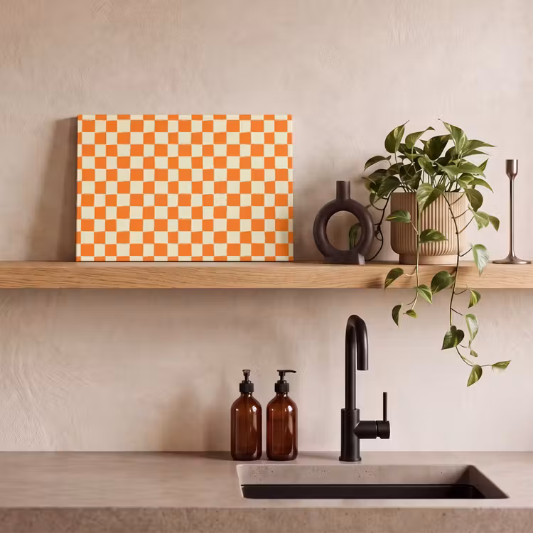Leinwandbild - Schach - Muster - Orange — 2