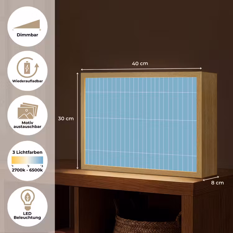 Lightbox - Wandleuchte - Fliese - Länglich - Muster - Blau — 9