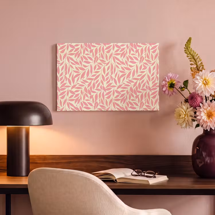 Leinwandbild - Rosa – Blätter – Dynamisch – Muster — 3