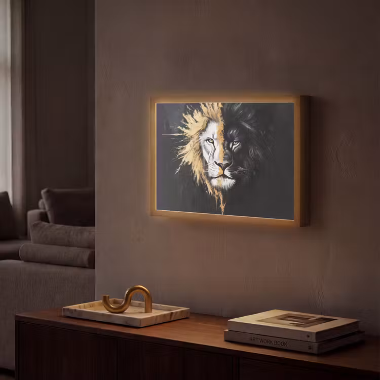 Lightbox - Wandleuchte - Löwe - Split - Schwarz - Linie — 2
