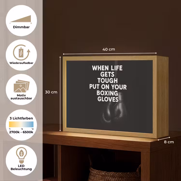 Lightbox - Wandleuchte - Text - Boxhandschuhe - Weiß — 9