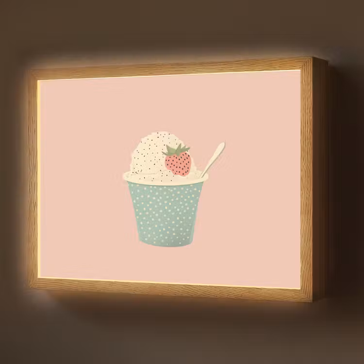 Lightbox - Wandleuchte - Tablett - Eiscreme - Erdbeere - Rosa — 1