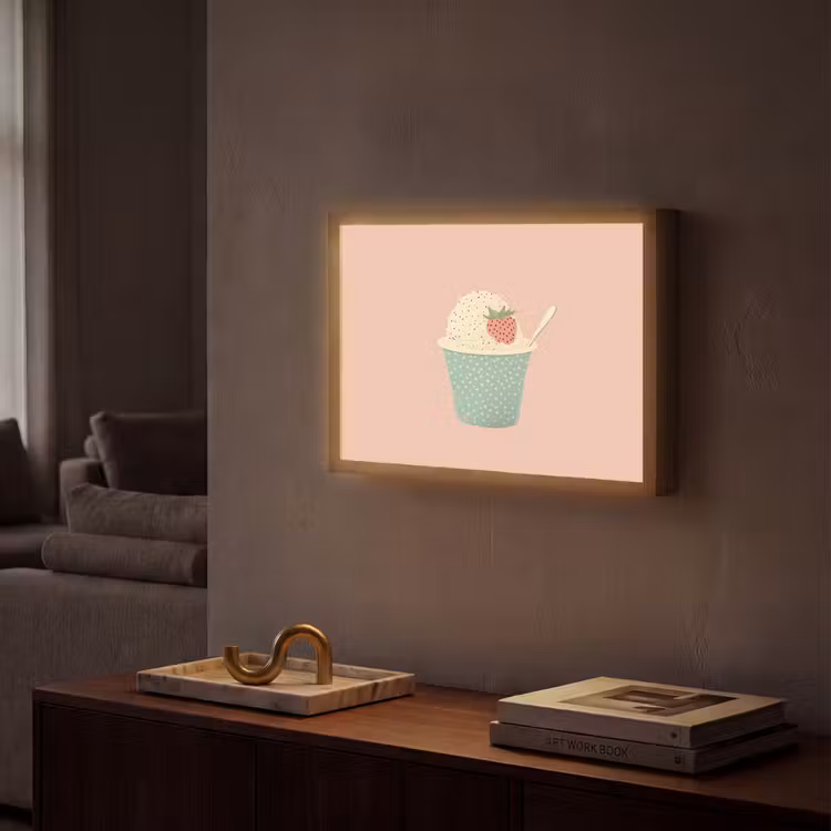 Lightbox - Wandleuchte - Tablett - Eiscreme - Erdbeere - Rosa — 2