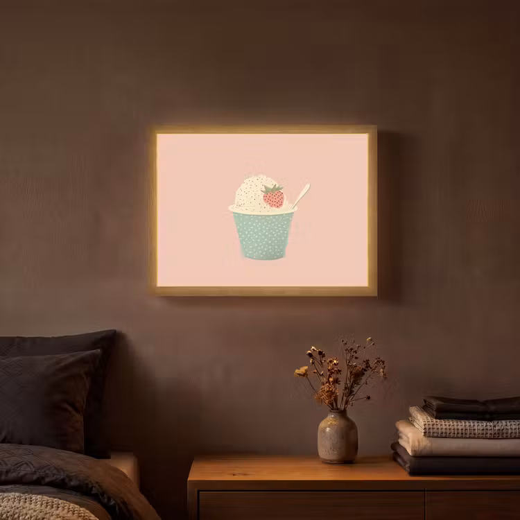 Lightbox - Wandleuchte - Tablett - Eiscreme - Erdbeere - Rosa — 3