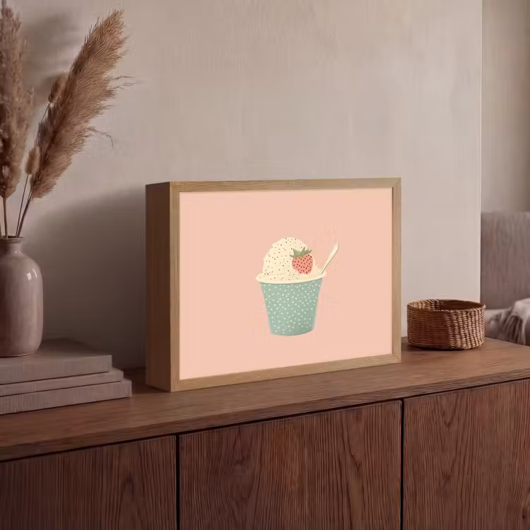 Lightbox - Wandleuchte - Tablett - Eiscreme - Erdbeere - Rosa — 4