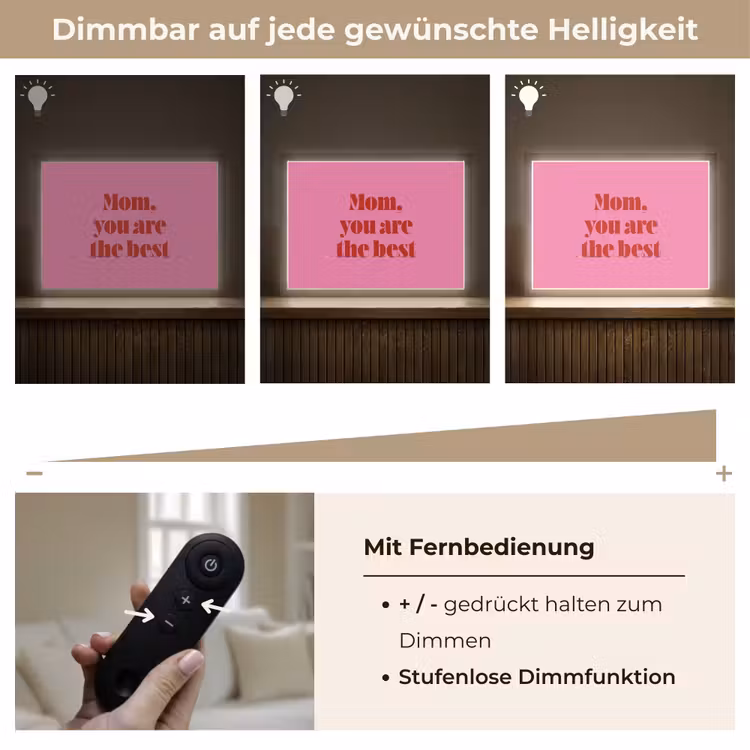 Lightbox - Wandleuchte - Mutter - Botschaft - Rosa — 8