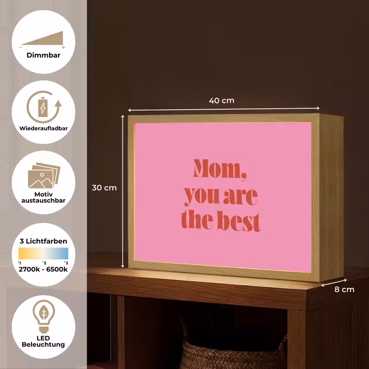 Lightbox - Wandleuchte - Mutter - Botschaft - Rosa — 9