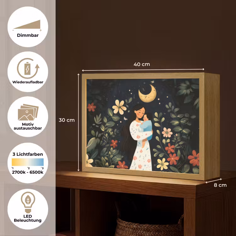Lightbox - Wandleuchte - Mutter - Kind - Bunt - Blumen — 9