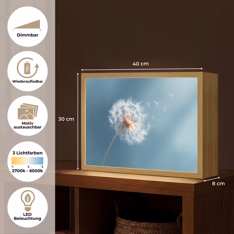 Lightbox - Wandleuchte - Löwenzahn - Wind - Blau — 9