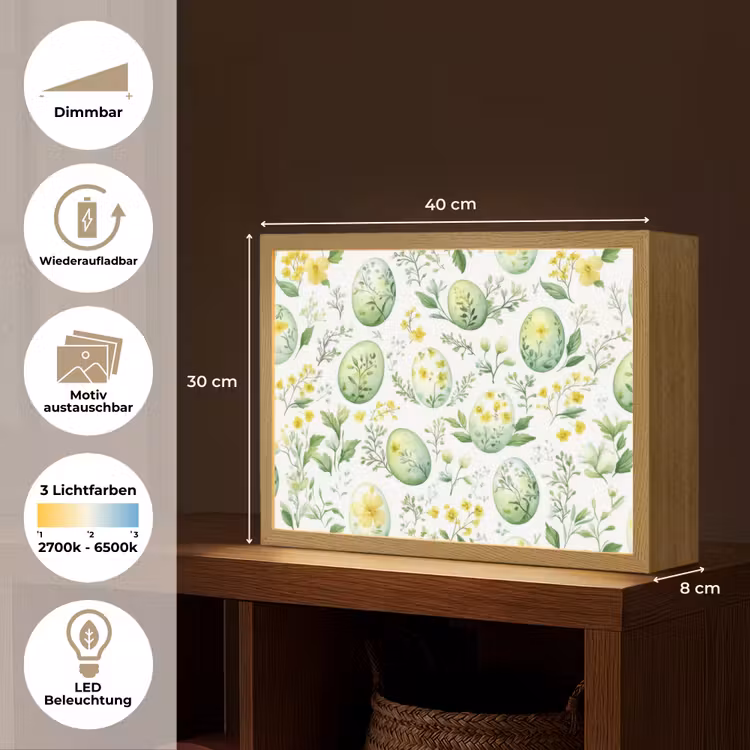 Lightbox - Wandleuchte - Muster - Grün - Eier — 9