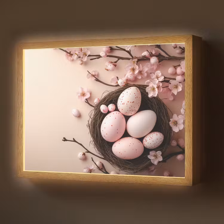 Lightbox - Wandleuchte - Rosa - Blüten - Eier — 1