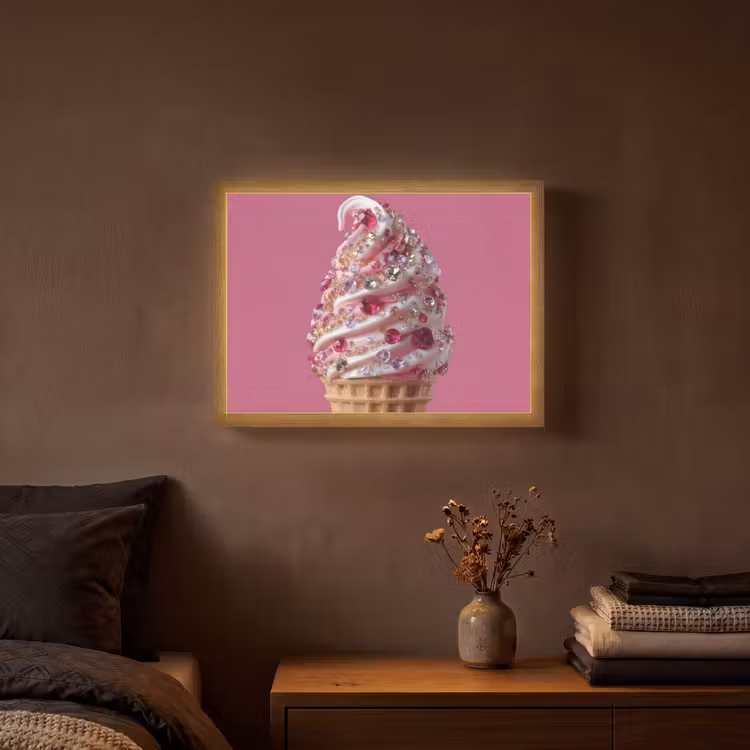 Lightbox - Wandleuchte - Softeis - Edelsteine - Rosa - Waffel — 3