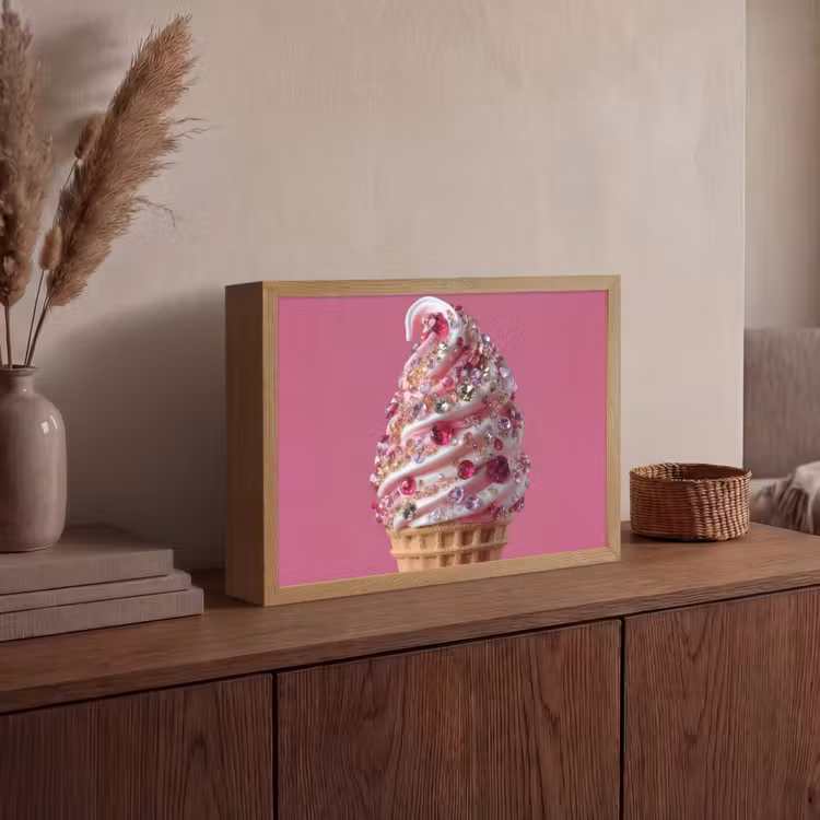 Lightbox - Wandleuchte - Softeis - Edelsteine - Rosa - Waffel — 4