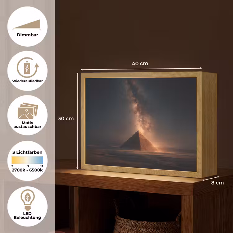 Lightbox - Wandleuchte - Pyramide - Wüste - Licht — 9