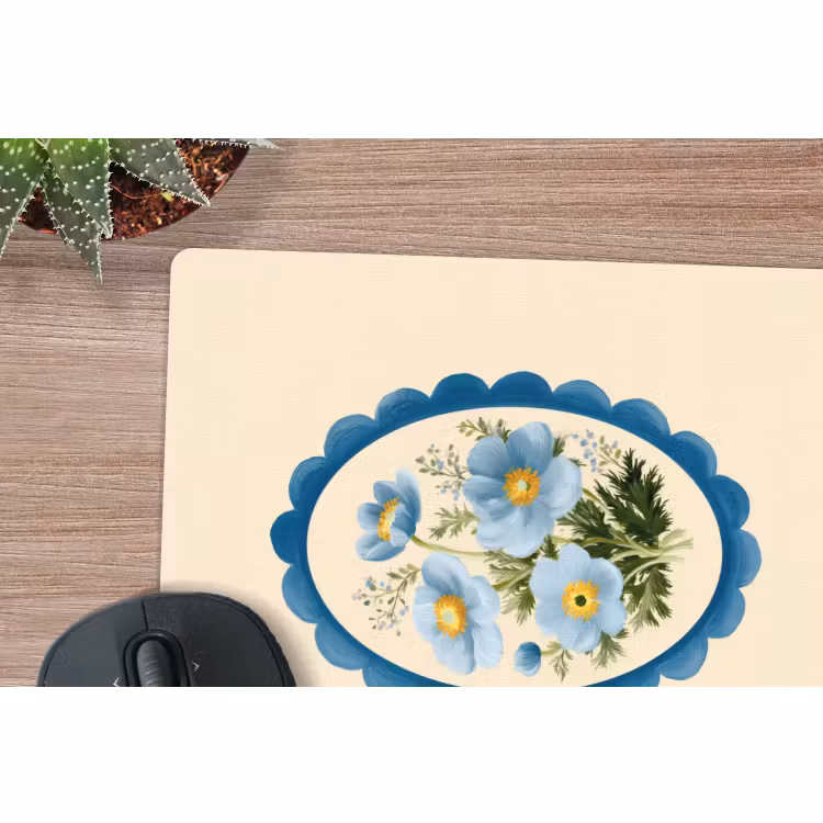 Mauspad - Liste - Blumen - Hellblau - Illustration — 5