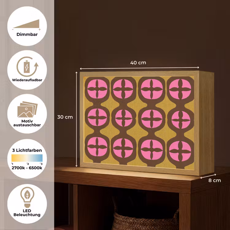 Lightbox - Wandleuchte - Modern - Gemustert - Rosa — 9