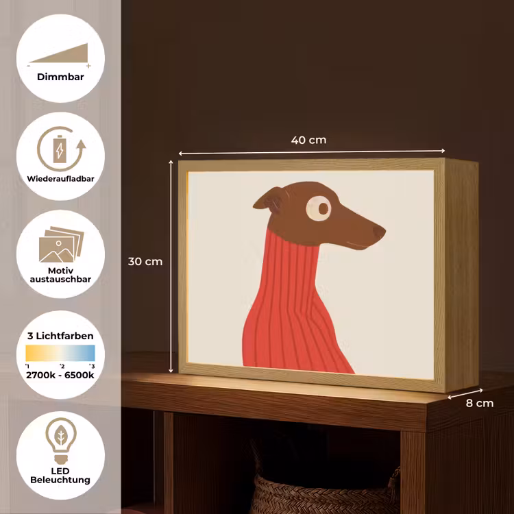 Lightbox - Wandleuchte - Silhouette - Hund - Pullover - Rot — 9