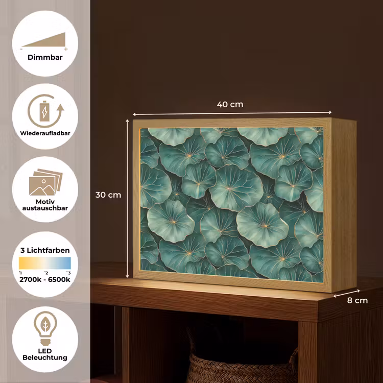 Lightbox - Wandleuchte - Muster - Blätter - Grün — 9