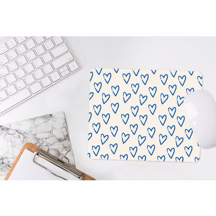 Mauspad - Herzmuster - Blau - Beige - Liebe — 2
