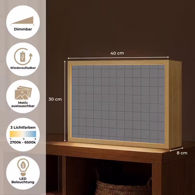 Lightbox - Wandleuchte - Muster - Fliese - Graphit - Grau — 9