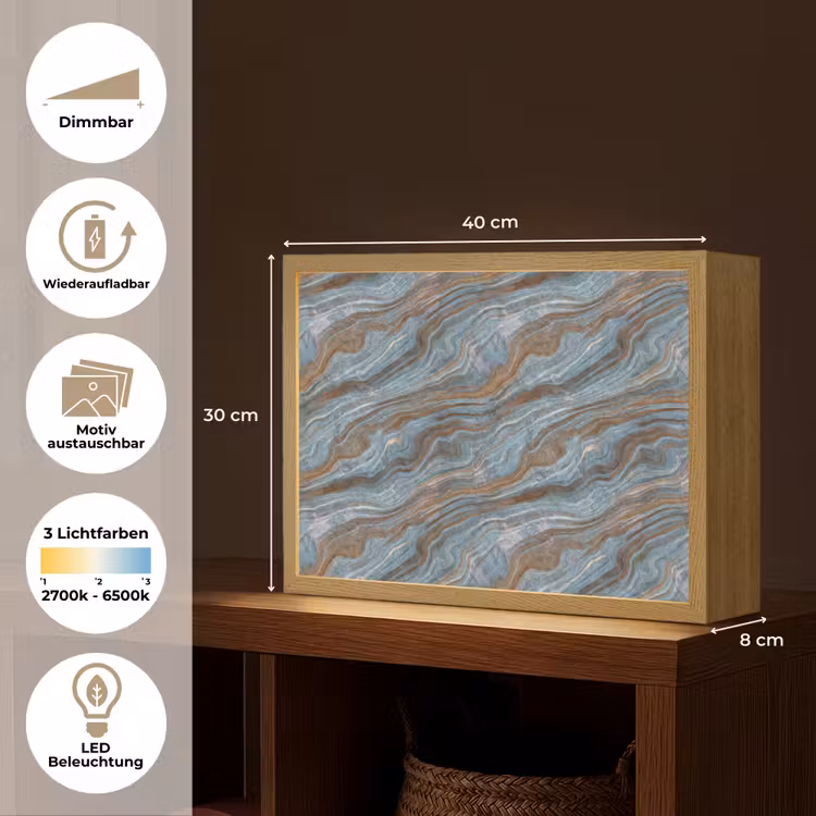 Lightbox - Wandleuchte - Muster - Stein - Blau — 9
