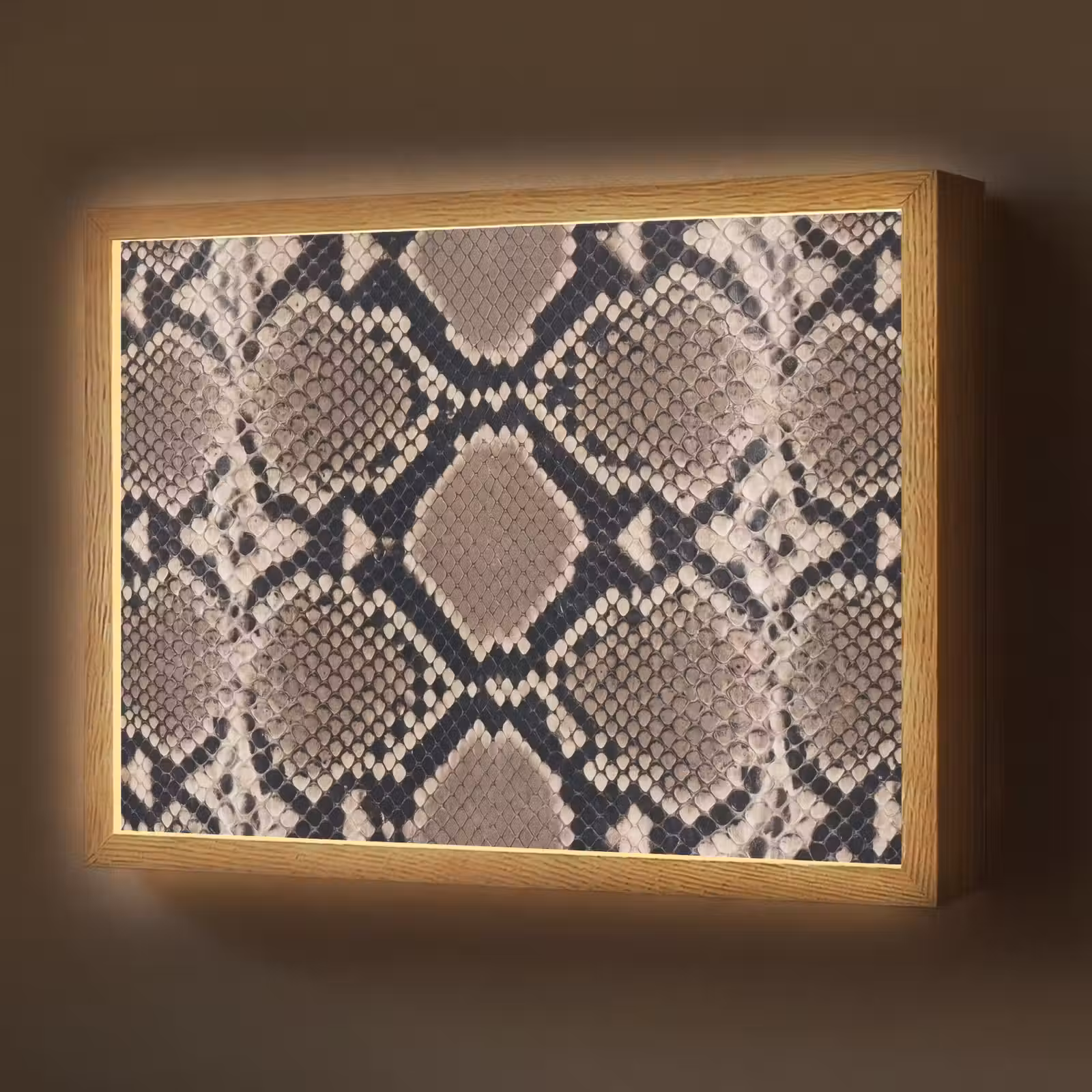 Lightbox - Wandleuchte - Schlangendruck - Python - Braun — 1