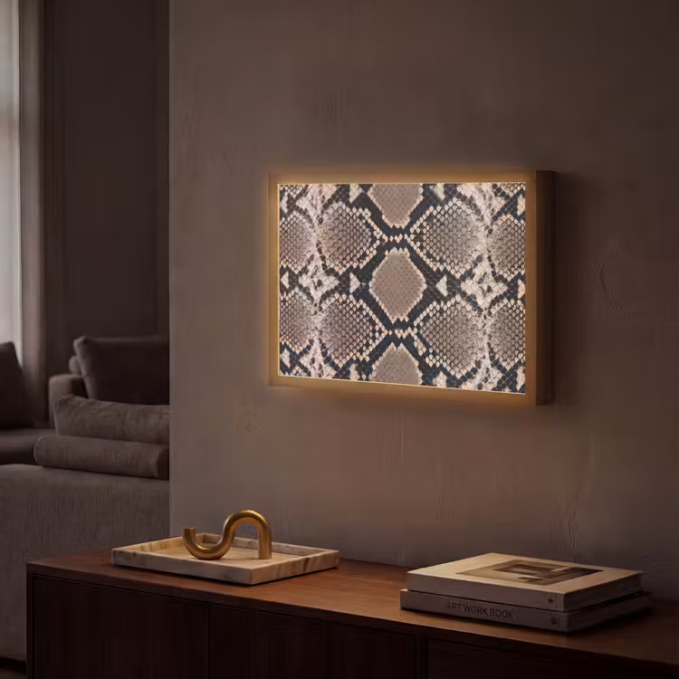 Lightbox - Wandleuchte - Schlangendruck - Python - Braun — 2