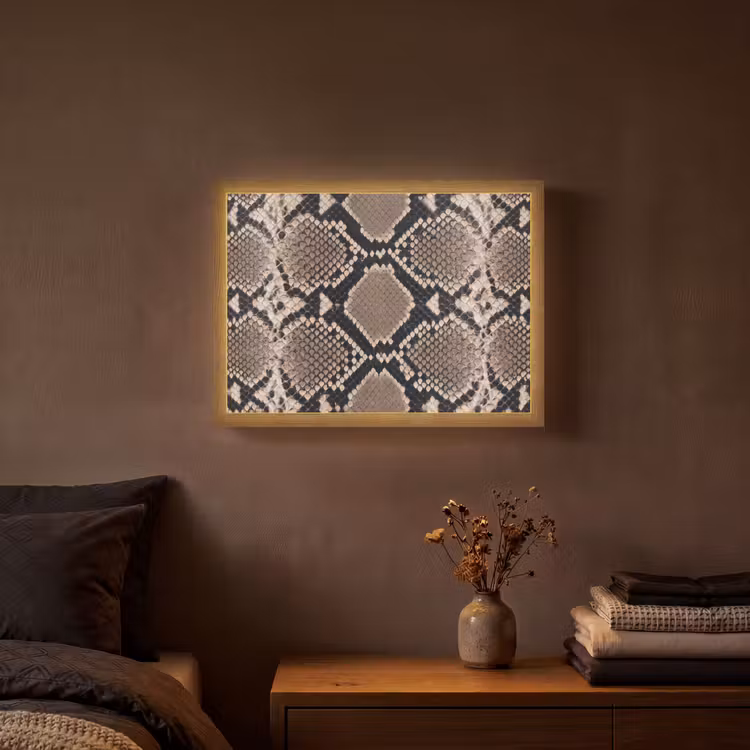 Lightbox - Wandleuchte - Schlangendruck - Python - Braun — 3