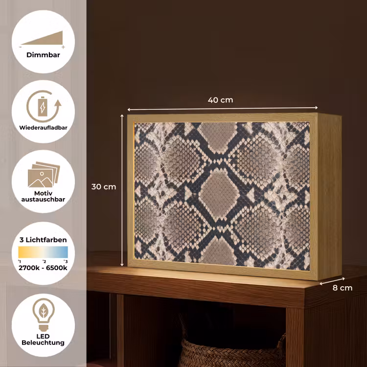 Lightbox - Wandleuchte - Schlangendruck - Python - Braun — 9