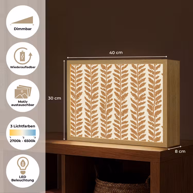 Lightbox - Wandleuchte - Textur - Blätter - Ocker — 9