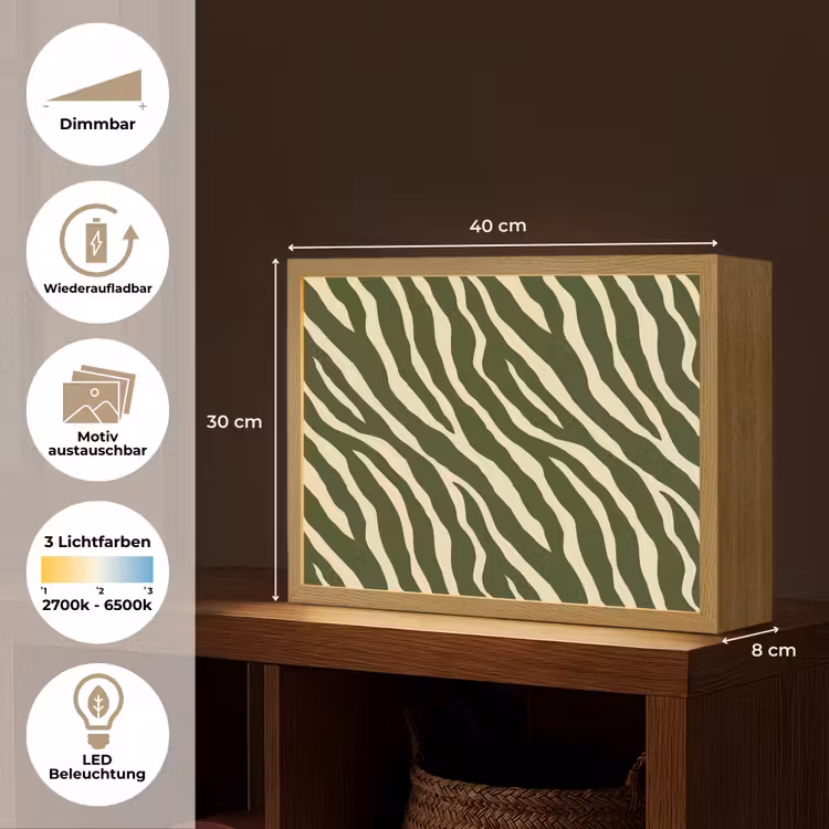 Lightbox - Wandleuchte - Zebra - Muster - Grün — 9