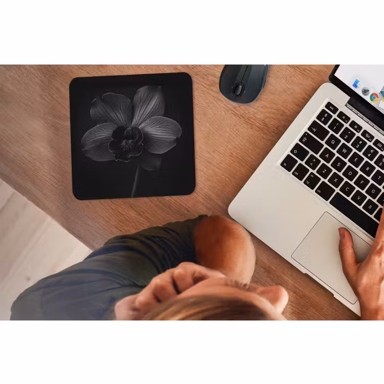 Mauspad - Schwarz - Blume - Orchidee — 2