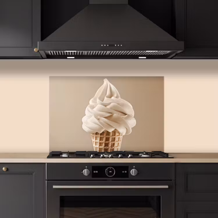 Rückwand der Küche - Eiscreme - Softeis - Cremig - Horn - Beige — 6