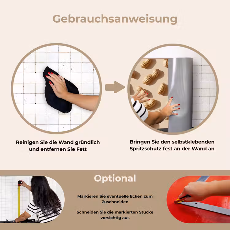 Rückwand der Küche - Peanuts - Muster - Beige — 2