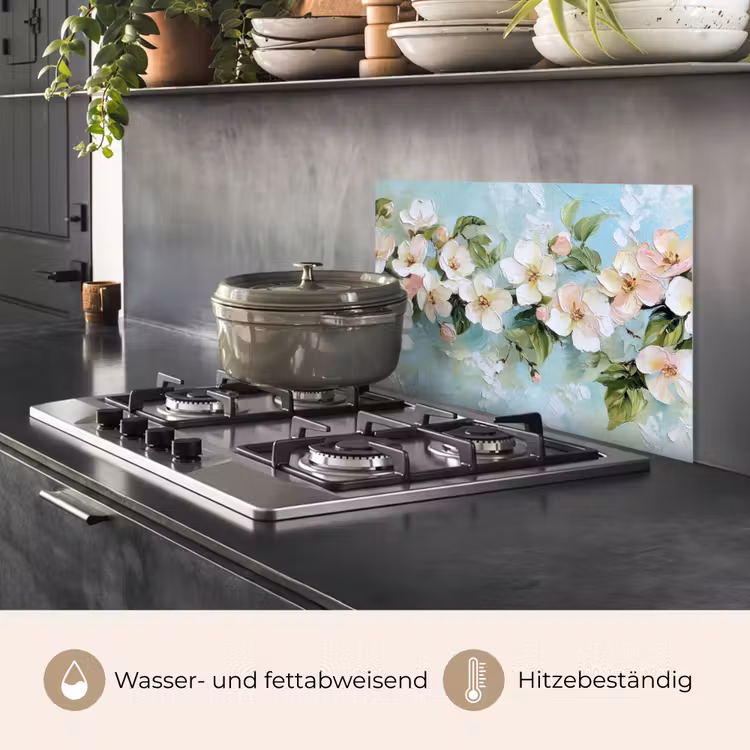 Spritzschutz Küche - Blossom - Blätter - Hellblau — 3