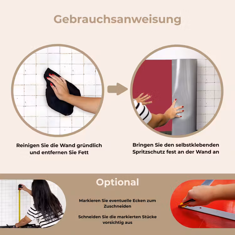 Rückwand der Küche - Rot - Einfarbig — 2