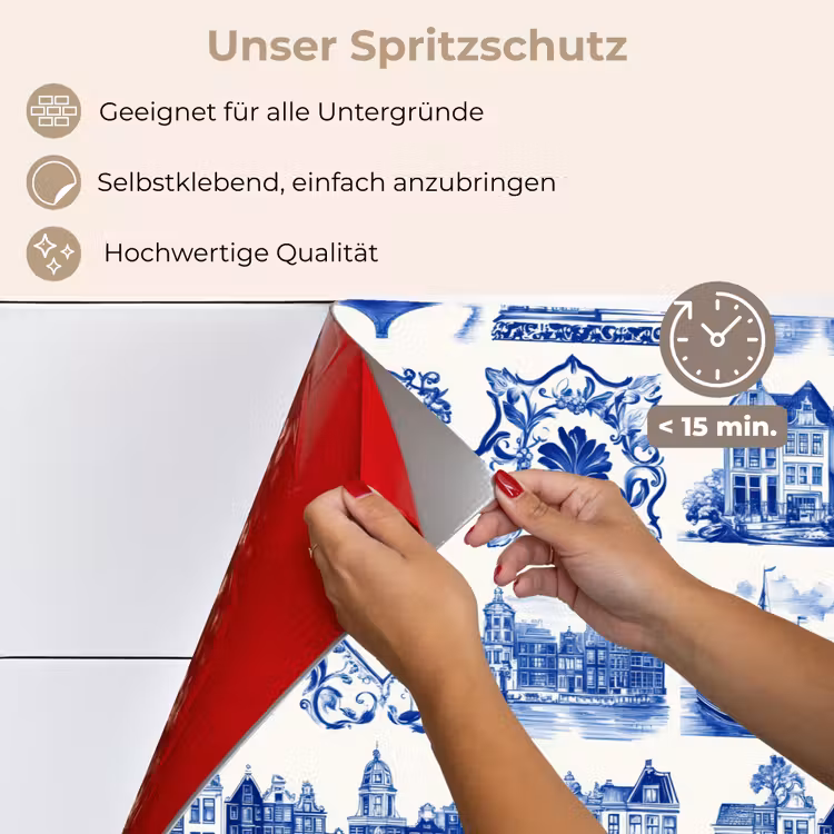 Spritzschutz Küche - Häuser - Schiffe - Blau — 5
