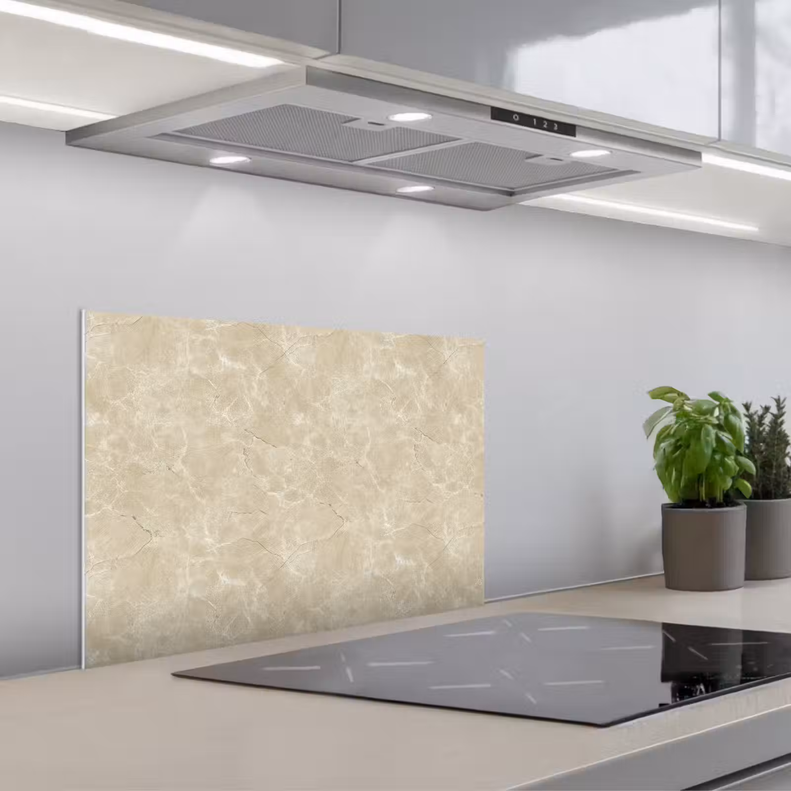 Spritzschutz Küche - Hellbeige - Marmor - Diffusionsäderung — 1