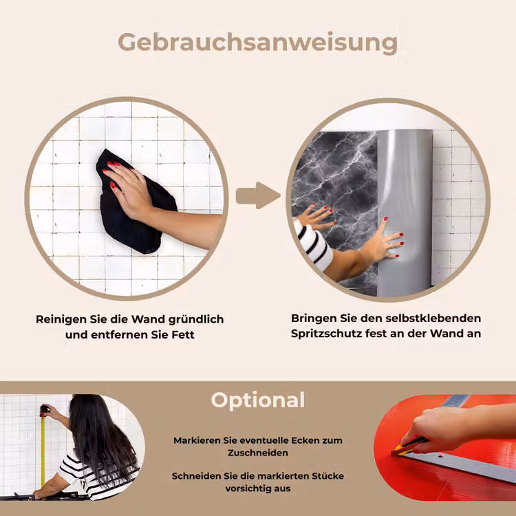 Spritzschutz Küche - Dunkelgrau - Blitz - Marmor — 2