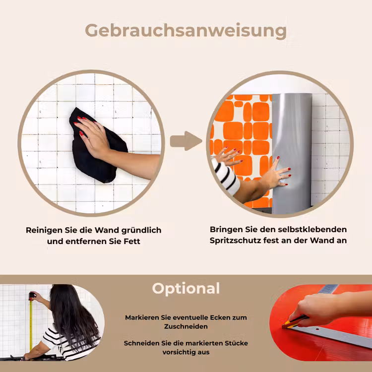 Spritzschutz Küche - Muster - Retro - Orange — 2