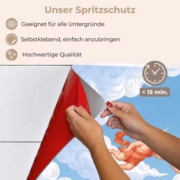 Spritzschutz Küche - Engel – fliegend – klassisch – blau — 5