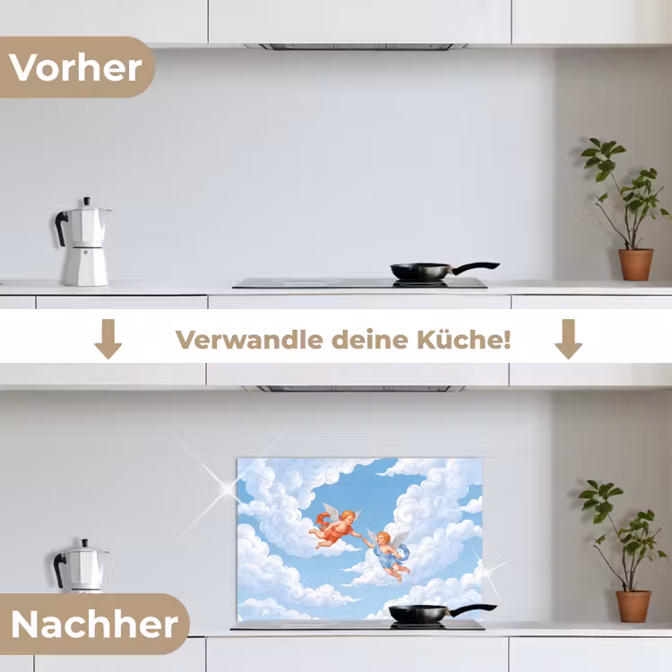 Spritzschutz Küche - Engel – fliegend – klassisch – blau — 7
