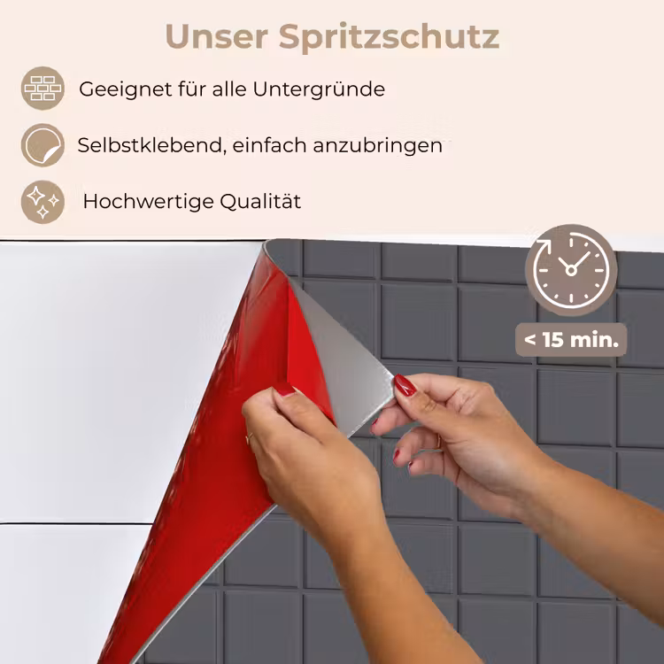 Spritzschutz Küche - Muster - Fliese - Graphit - Grau — 5