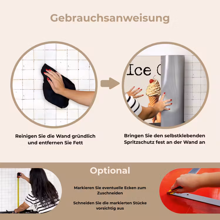Spritzschutz Küche - Speiseeis - Softeis - Bunt - Kirsche — 2