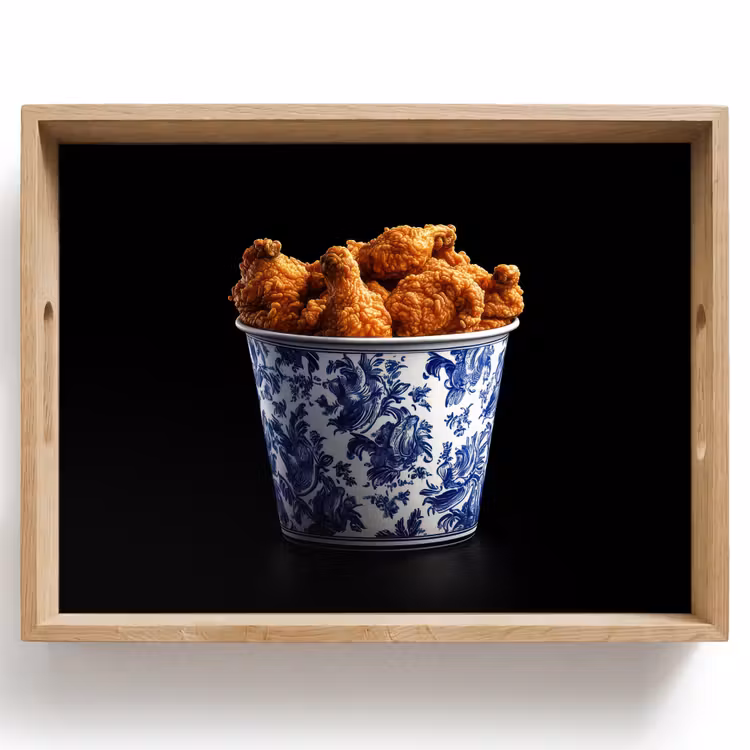 Tablett - Huhn - Eimer - Delfter Blau - Schmackhaft — 1