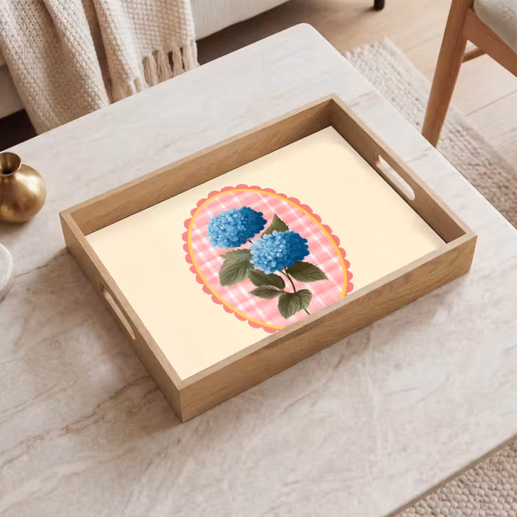 Tablett - Blumen - Blau - Liste - Blätter — 2