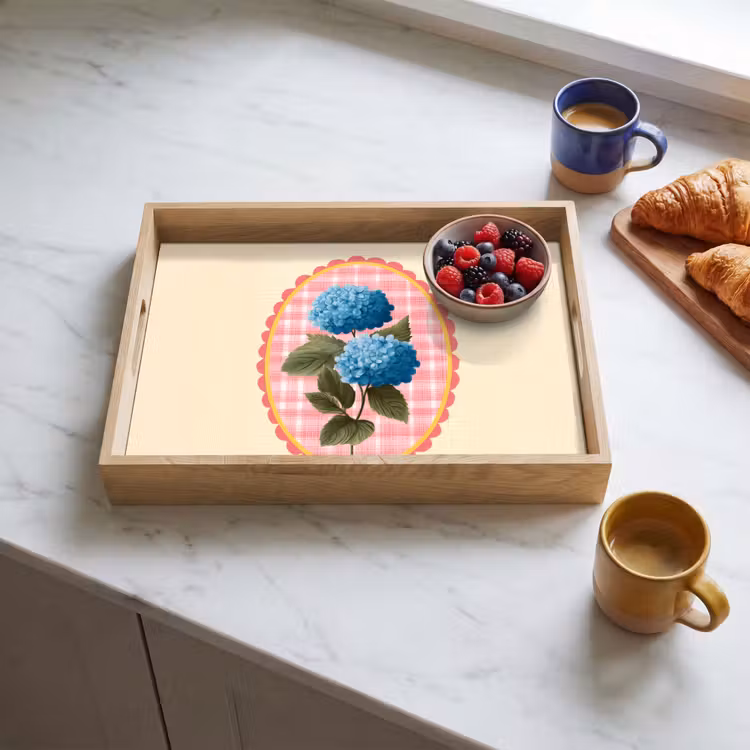 Tablett - Blumen - Blau - Liste - Blätter — 3