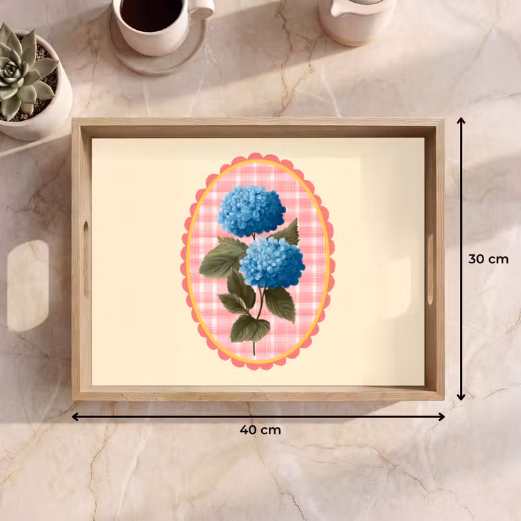 Tablett - Blumen - Blau - Liste - Blätter — 7