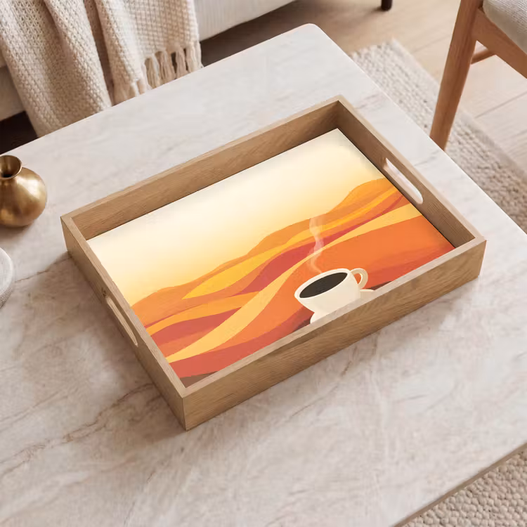 Tablett - Kaffee - Landschaft - Orange - Kaffeebohnen — 2